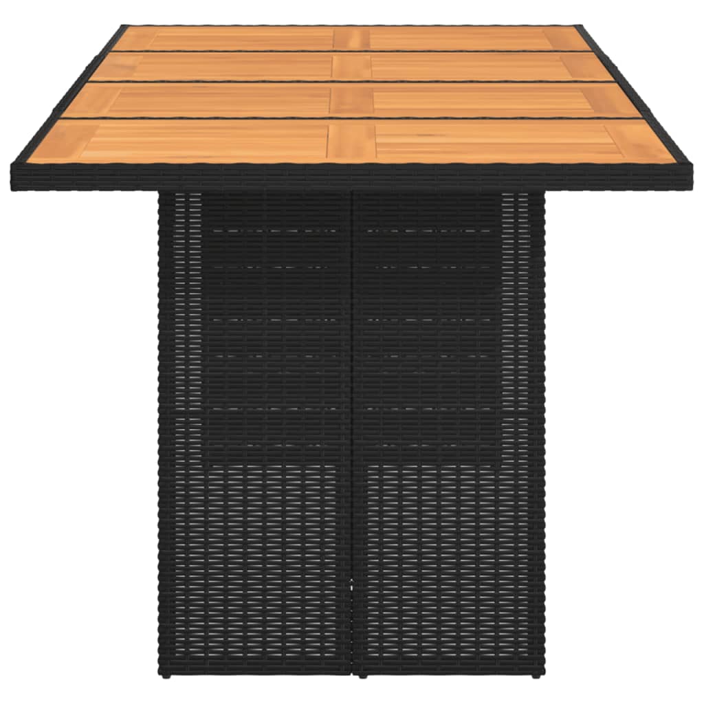 Tuintafel met acaciahouten blad 190x80x74 cm poly rattan zwart - AllerleiShop