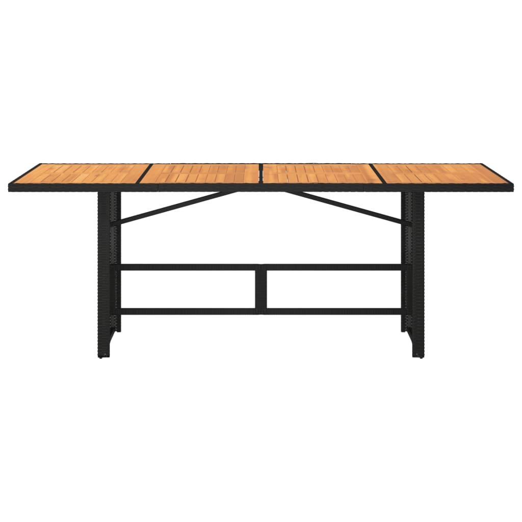 Tuintafel met acaciahouten blad 190x80x74 cm poly rattan zwart - AllerleiShop