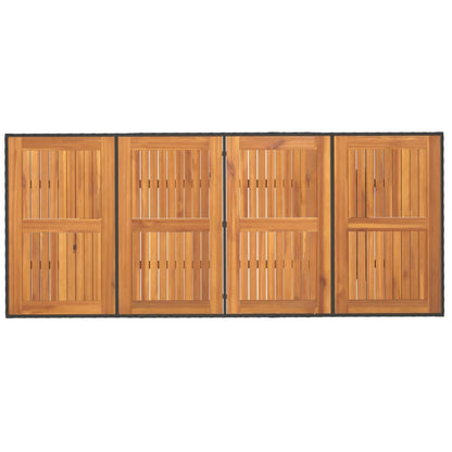 Tuintafel met acaciahouten blad 190x80x74 cm poly rattan zwart - AllerleiShop