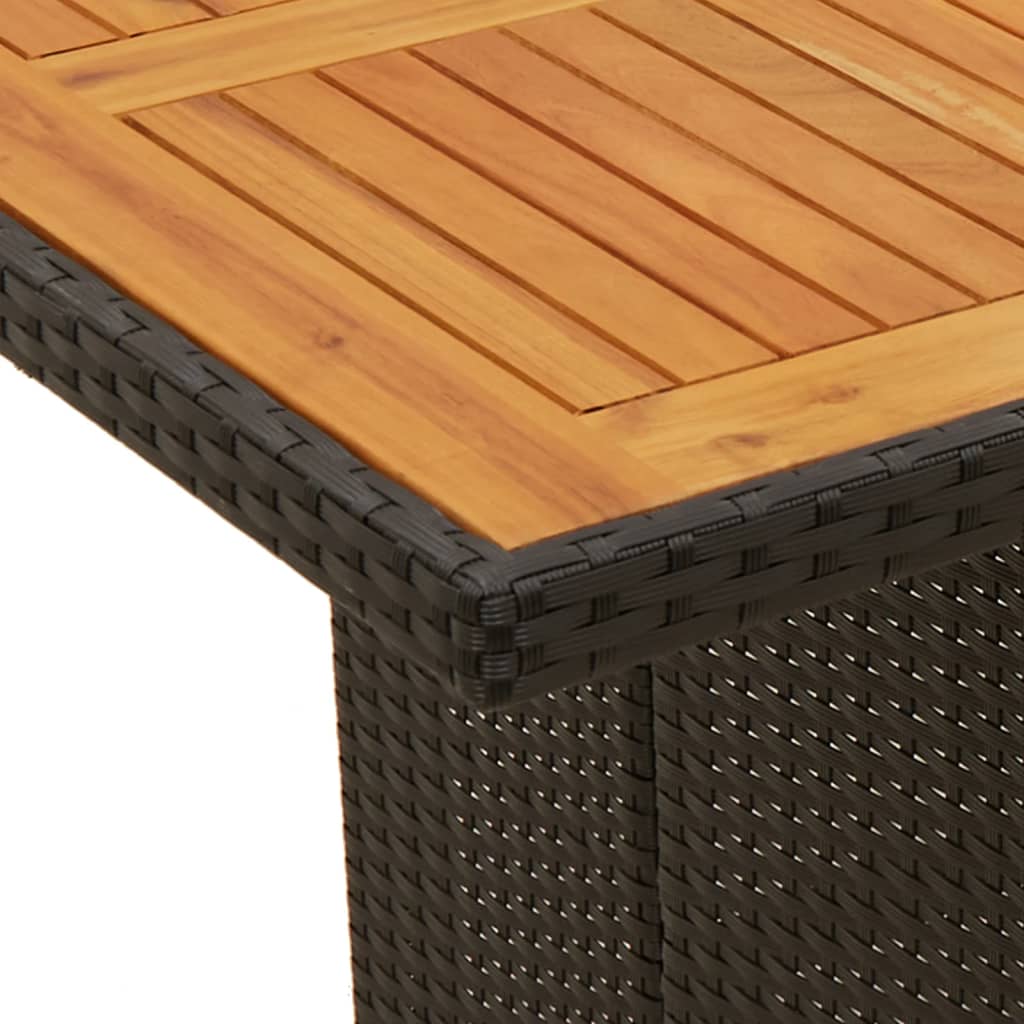 Tuintafel met acaciahouten blad 190x80x74 cm poly rattan zwart - AllerleiShop