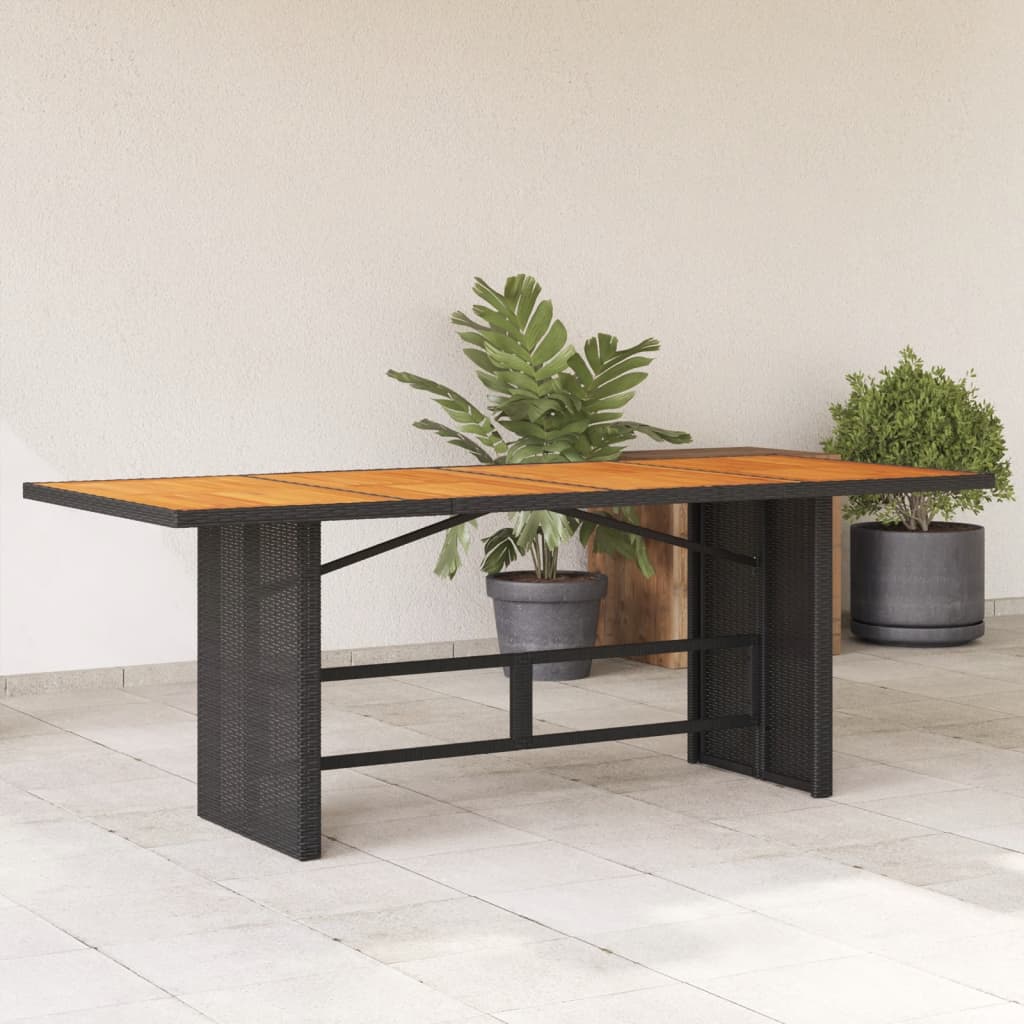 Tuintafel met acaciahouten blad 190x80x74 cm poly rattan zwart - AllerleiShop