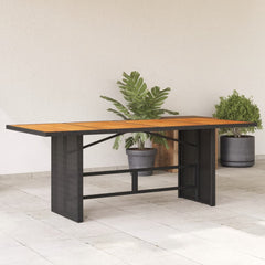 Tuintafel met acaciahouten blad 190x80x74 cm poly rattan zwart