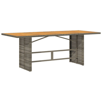 Tuintafel met acaciahouten blad 190x80x74 cm poly rattan grijs - AllerleiShop