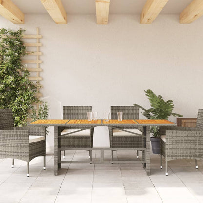 Tuintafel met acaciahouten blad 190x80x74 cm poly rattan grijs - AllerleiShop