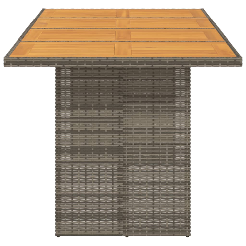 Tuintafel met acaciahouten blad 190x80x74 cm poly rattan grijs - AllerleiShop