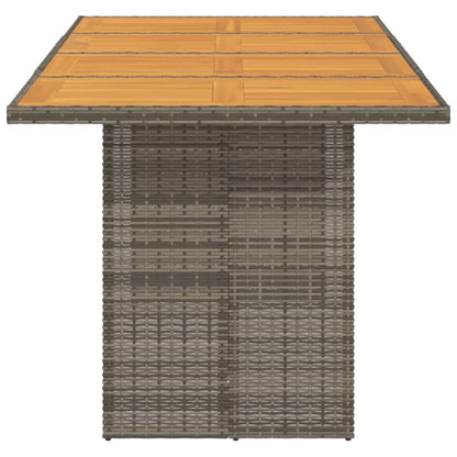 Tuintafel met acaciahouten blad 190x80x74 cm poly rattan grijs - AllerleiShop