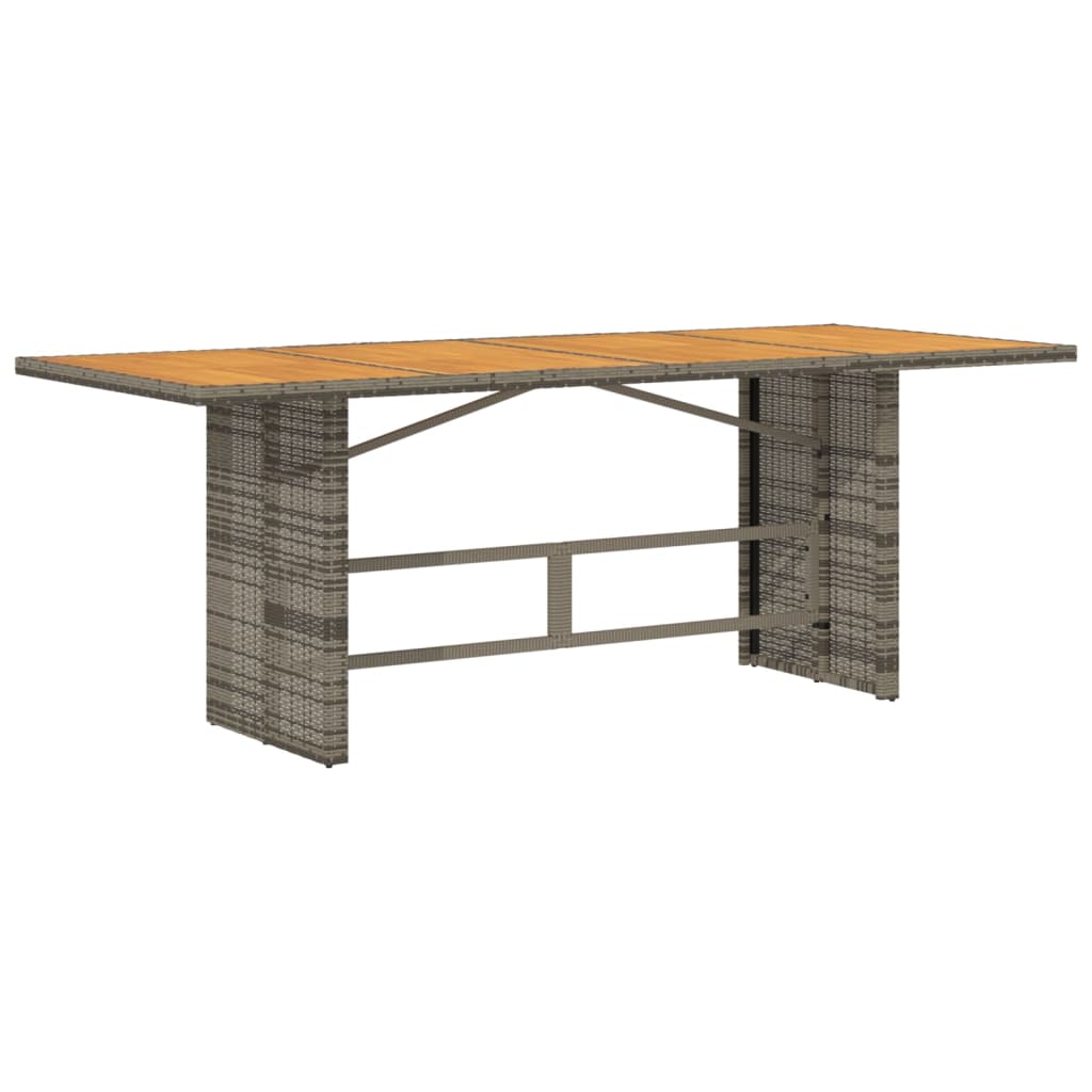 Tuintafel met acaciahouten blad 190x80x74 cm poly rattan grijs - AllerleiShop