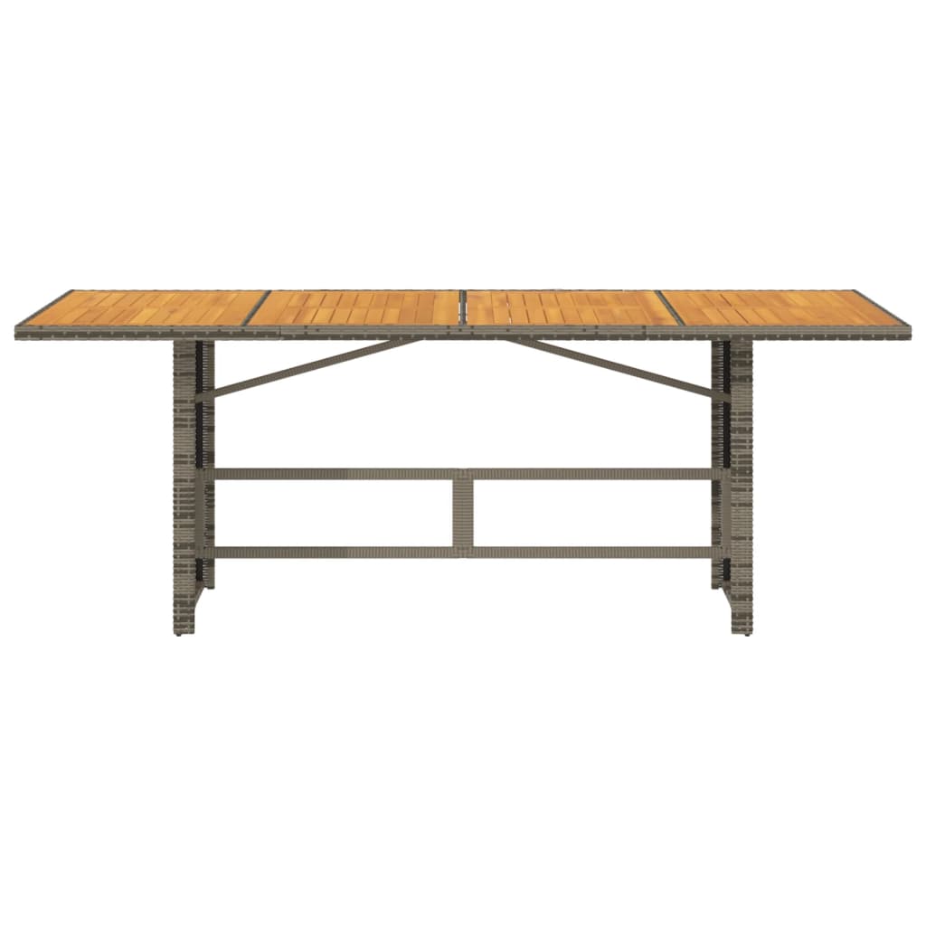 Tuintafel met acaciahouten blad 190x80x74 cm poly rattan grijs - AllerleiShop