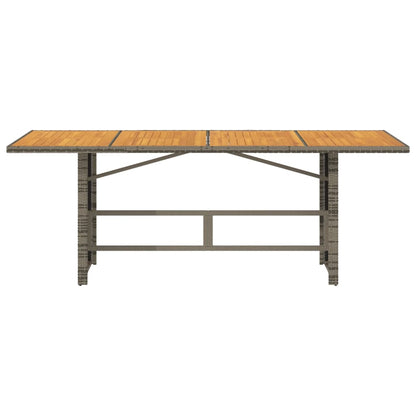 Tuintafel met acaciahouten blad 190x80x74 cm poly rattan grijs - AllerleiShop