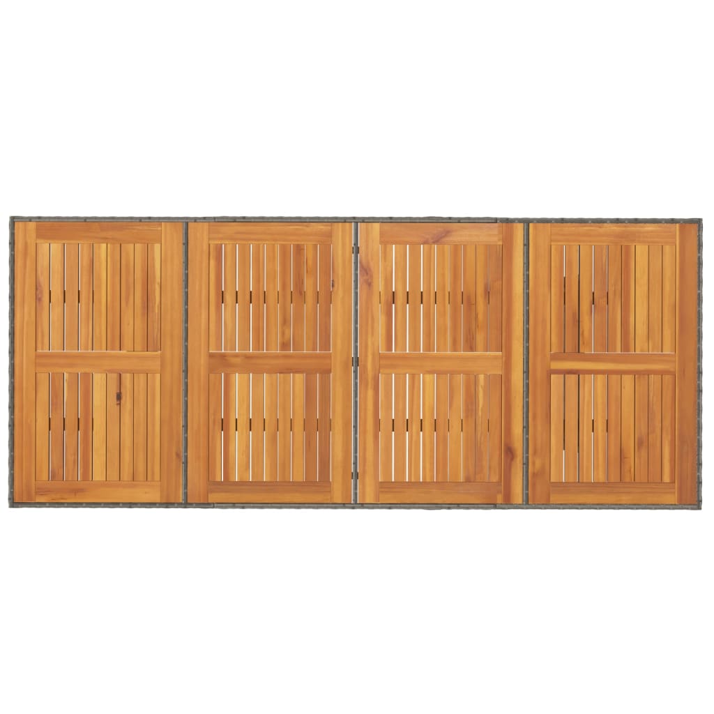 Tuintafel met acaciahouten blad 190x80x74 cm poly rattan grijs - AllerleiShop