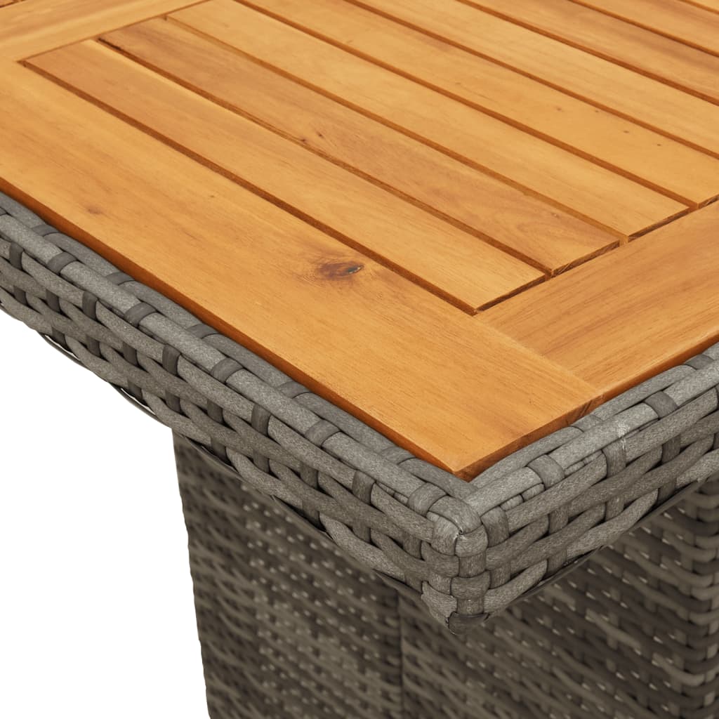 Tuintafel met acaciahouten blad 190x80x74 cm poly rattan grijs - AllerleiShop