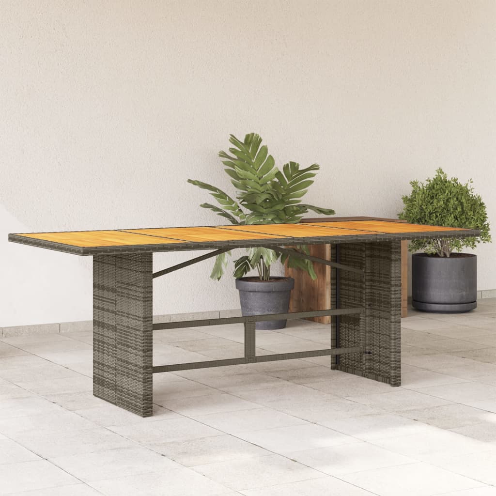 Tuintafel met acaciahouten blad 190x80x74 cm poly rattan grijs - AllerleiShop