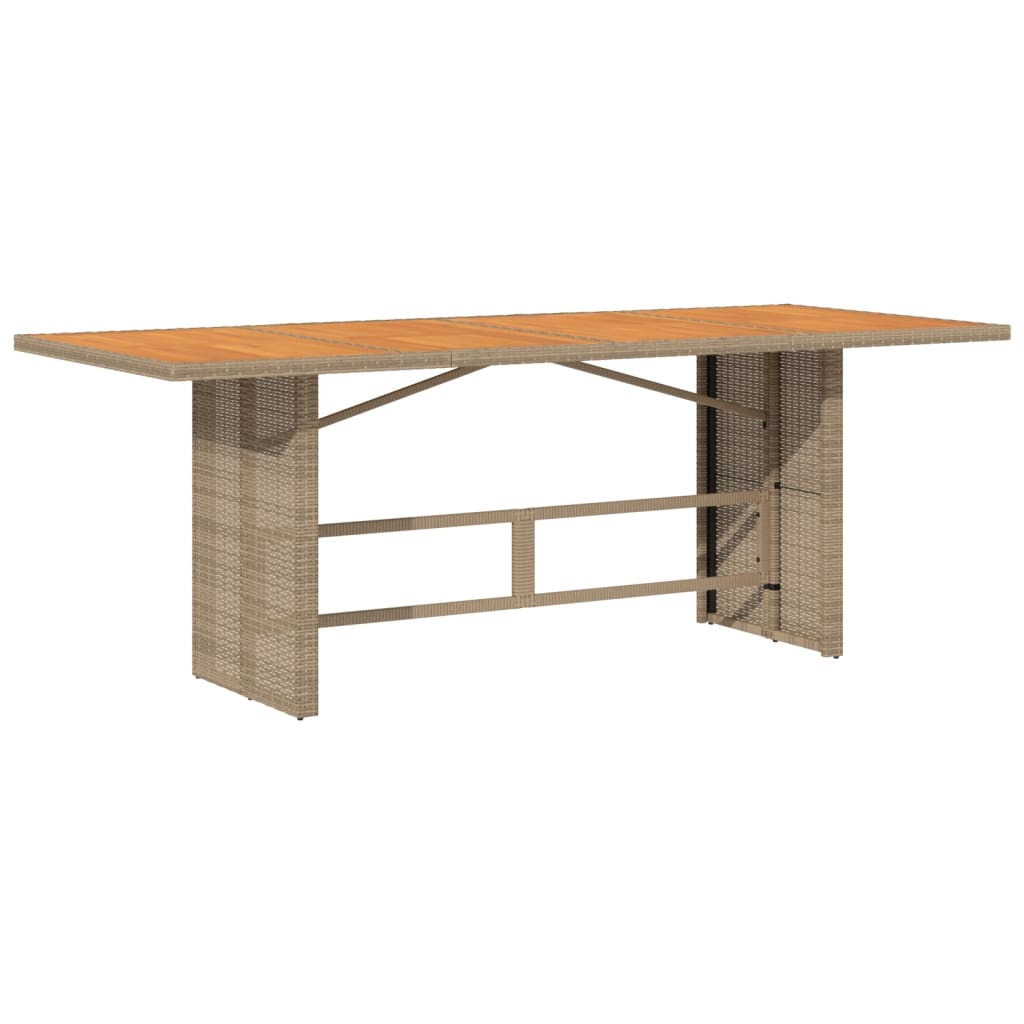 Tuintafel met acaciahouten blad 190x80x74 cm poly rattan beige - AllerleiShop