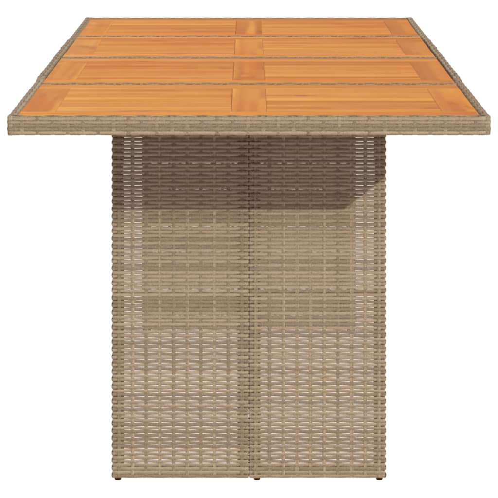 Tuintafel met acaciahouten blad 190x80x74 cm poly rattan beige - AllerleiShop