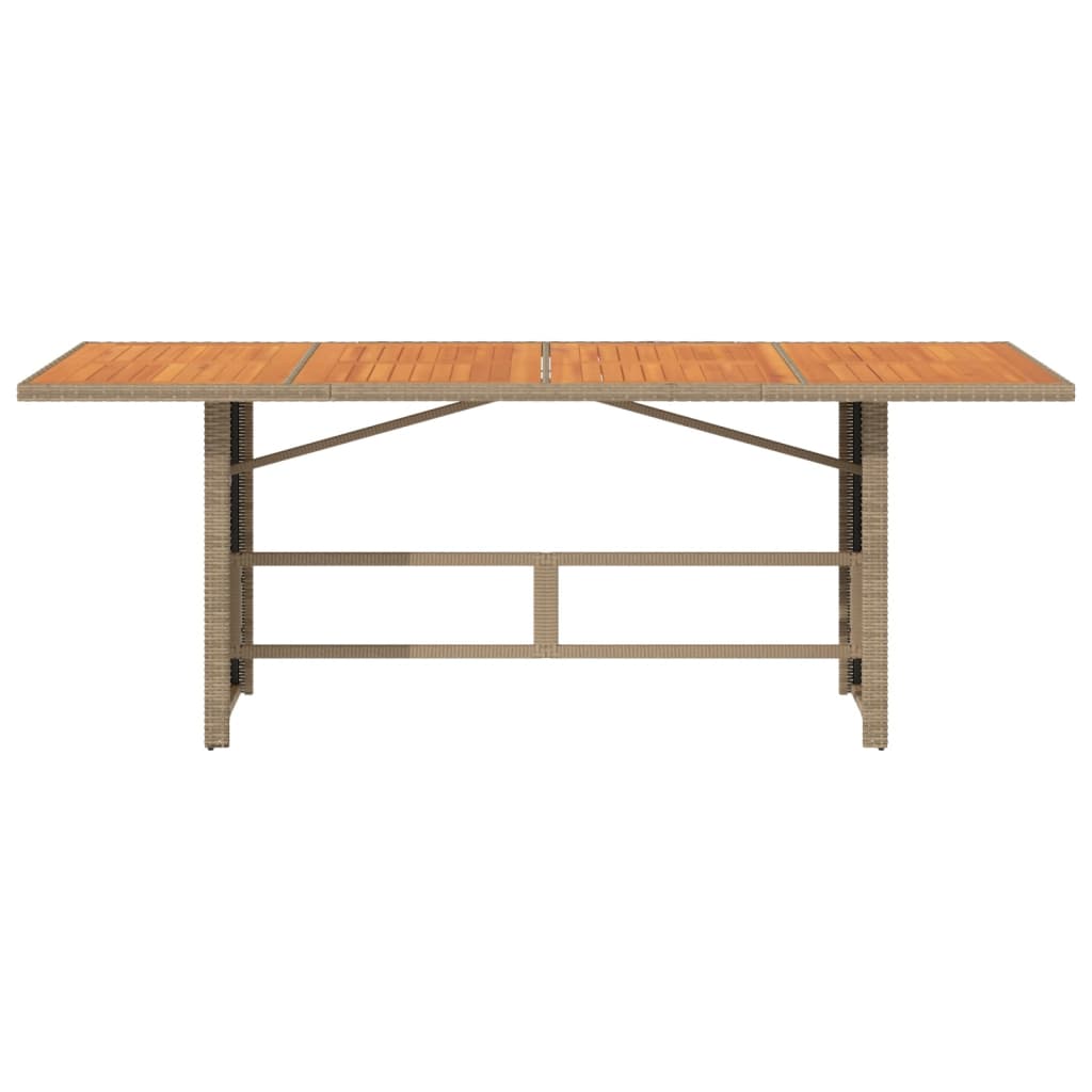 Tuintafel met acaciahouten blad 190x80x74 cm poly rattan beige - AllerleiShop