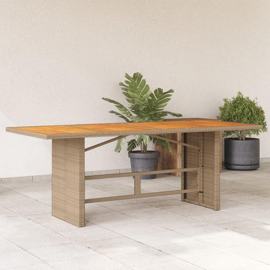 Tuintafel met acaciahouten blad 190x80x74 cm poly rattan beige - AllerleiShop