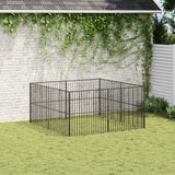 Hondenkennel 8 panelen gepoedercoat staal zwart - AllerleiShop