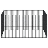 Hondenkennel 8 panelen gepoedercoat staal zwart - AllerleiShop