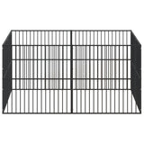 Hondenkennel 8 panelen gepoedercoat staal zwart - AllerleiShop