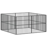 Hondenkennel 8 panelen gepoedercoat staal zwart - AllerleiShop