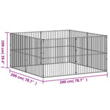 Hondenkennel 8 panelen gepoedercoat staal zwart - AllerleiShop