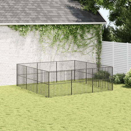 Hondenkennel 12 panelen gepoedercoat staal zwart - AllerleiShop