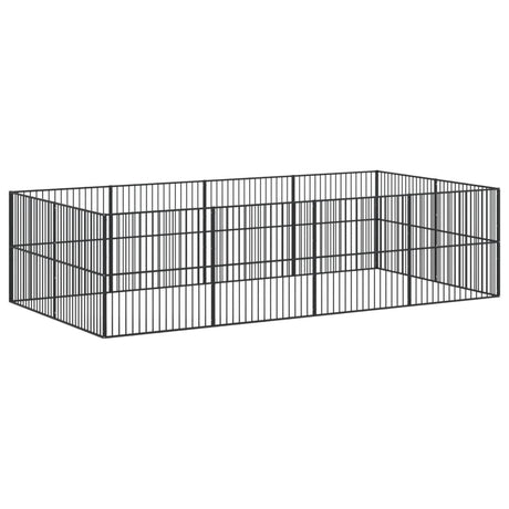 Hondenkennel 12 panelen gepoedercoat staal zwart - AllerleiShop