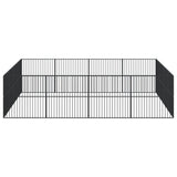 Hondenkennel 16 panelen gepoedercoat staal zwart - AllerleiShop