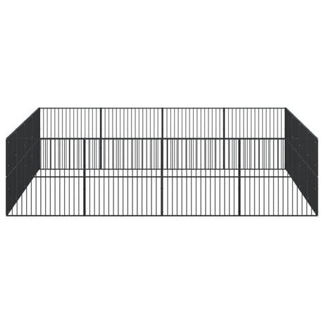 Hondenkennel 16 panelen gepoedercoat staal zwart - AllerleiShop