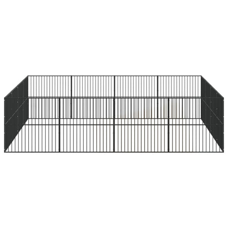 Hondenkennel 16 panelen gepoedercoat staal zwart - AllerleiShop