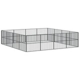 Hondenkennel 16 panelen gepoedercoat staal zwart - AllerleiShop