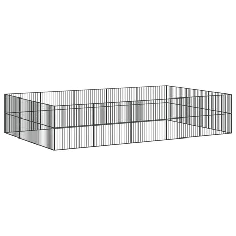 Hondenkennel 16 panelen gepoedercoat staal zwart - AllerleiShop