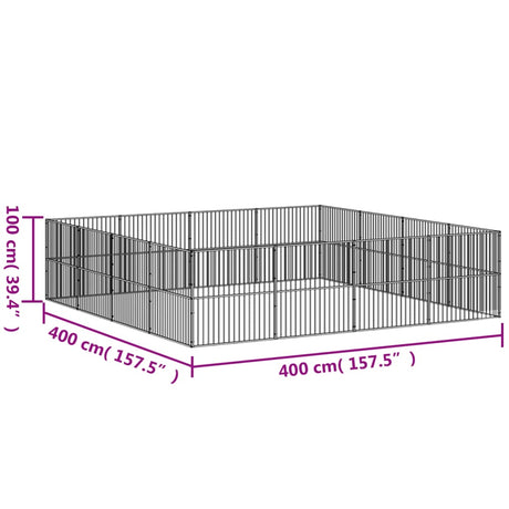 Hondenkennel 16 panelen gepoedercoat staal zwart - AllerleiShop