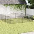 Hondenkennel 16 panelen gepoedercoat staal zwart - AllerleiShop