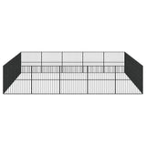 Hondenkennel 20 panelen gepoedercoat staal zwart - AllerleiShop