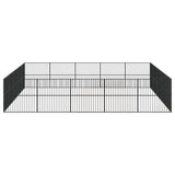 Hondenkennel 20 panelen gepoedercoat staal zwart - AllerleiShop