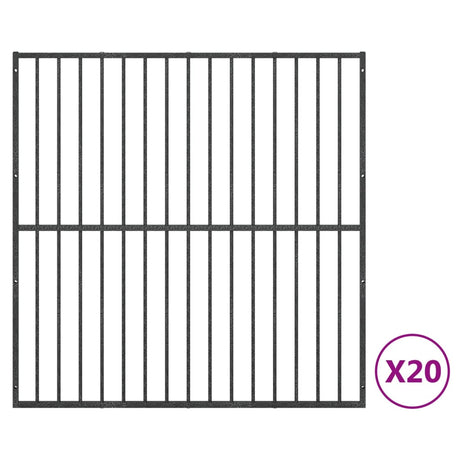 Hondenkennel 20 panelen gepoedercoat staal zwart - AllerleiShop