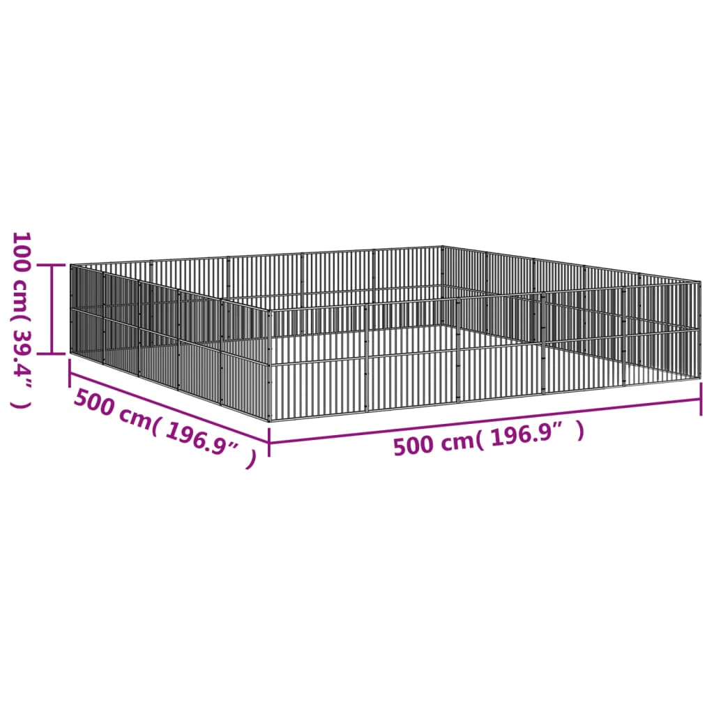 Hondenkennel 20 panelen gepoedercoat staal zwart - AllerleiShop