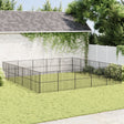 Hondenkennel 20 panelen gepoedercoat staal zwart - AllerleiShop