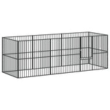 Hondenkennel 8 panelen gepoedercoat staal zwart - AllerleiShop