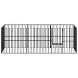 Hondenkennel 8 panelen gepoedercoat staal zwart - AllerleiShop