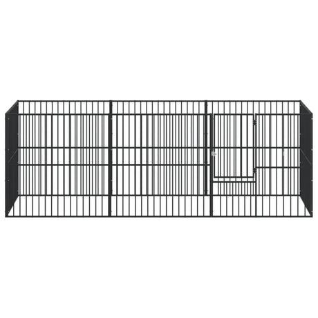 Hondenkennel 8 panelen gepoedercoat staal zwart - AllerleiShop