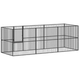 Hondenkennel 8 panelen gepoedercoat staal zwart - AllerleiShop