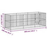 Hondenkennel 8 panelen gepoedercoat staal zwart - AllerleiShop