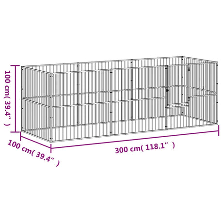 Hondenkennel 8 panelen gepoedercoat staal zwart - AllerleiShop