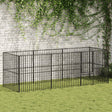 Hondenkennel 8 panelen gepoedercoat staal zwart - AllerleiShop