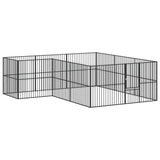 Hondenkennel 12 panelen gepoedercoat staal zwart - AllerleiShop