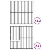 Hondenkennel 12 panelen gepoedercoat staal zwart - AllerleiShop