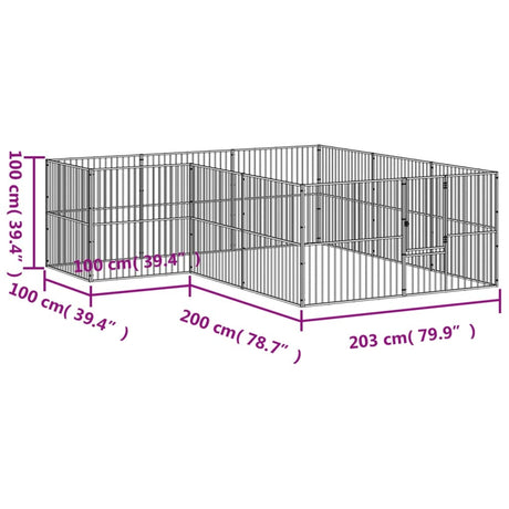 Hondenkennel 12 panelen gepoedercoat staal zwart - AllerleiShop