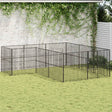 Hondenkennel 12 panelen gepoedercoat staal zwart - AllerleiShop